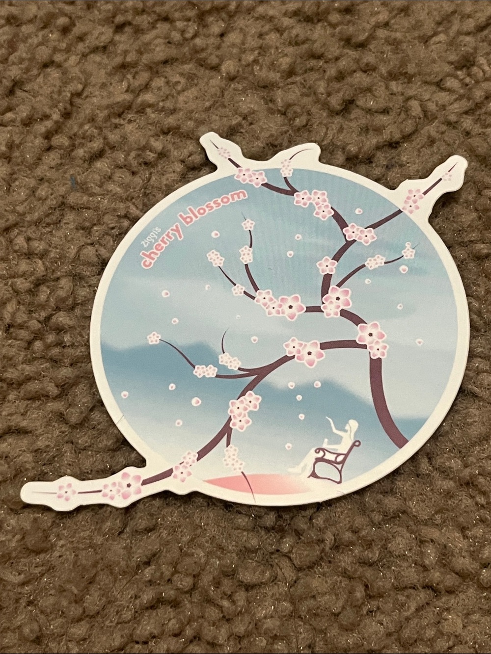 Cherry Blossom Round Wall Sticker - Pink & Blue
